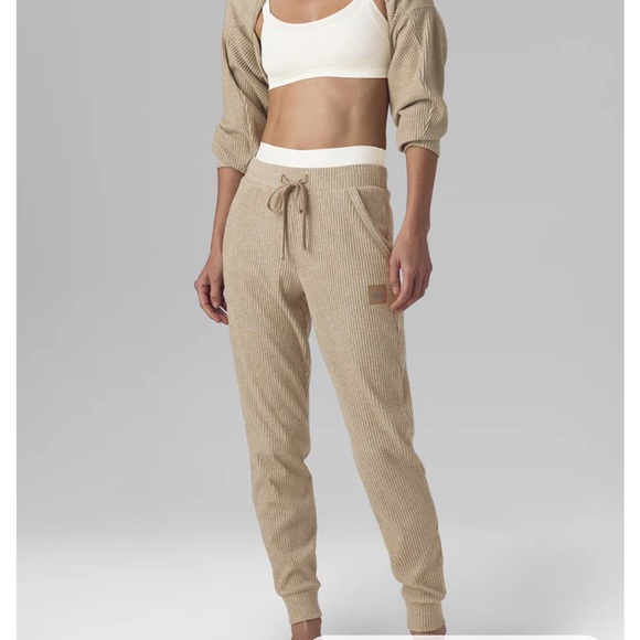 Alo Brown Ribbed Jogger - Picture 2 of 4